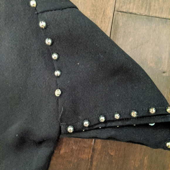 Black Studded Cutout Blouse - Picture 5 of 7